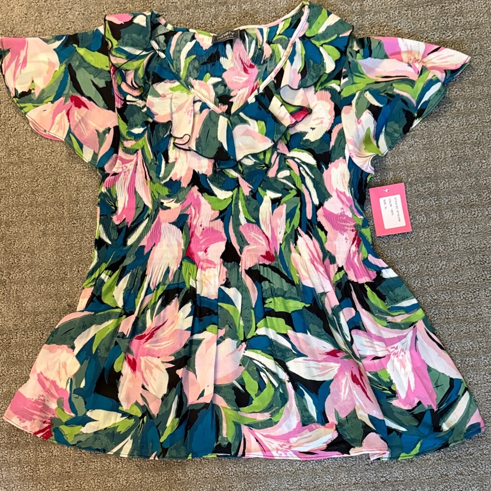 Ninety women’s Floral Tunic - Pink and Green